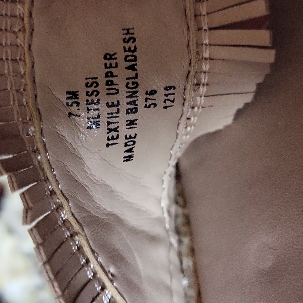 Marc Fisher Beige and Silver Braided Espadrille Slide Sandals - Picture 9 of 10